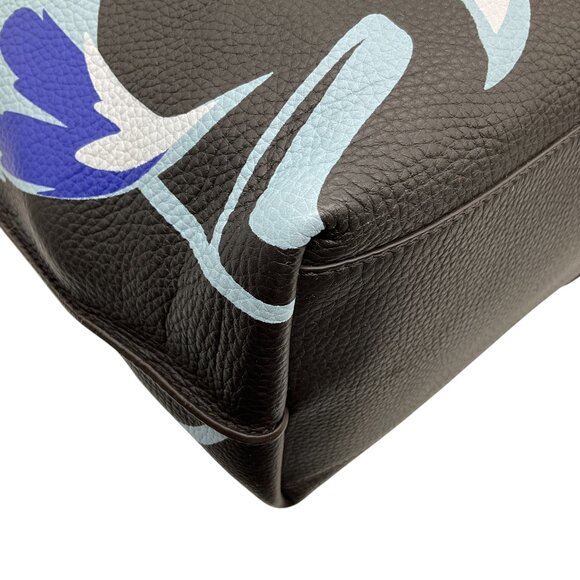 Tod's Brown / Cobalt Blue Floral Motif Tote - Picture 7 of 10